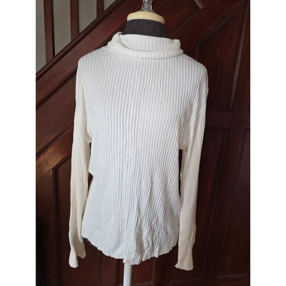 LouLou Ivory Ribbed Turtleneck Sweater 2X NWT Layering - Picture 1 of 6